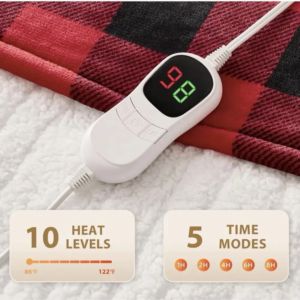 Homemate Electric Blanket Heated Throw - 50“x60“ Ultra Soft Cozy Flannel Rex
